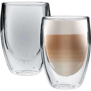 2 כוסות זכוכית כפולה 350 מ''ל Food Appeal Latte Limited Edition Colombia