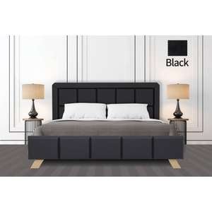 🛏️ מיטה וחצי 120x190 דגם 6024 מרופדת דמוי עור + מזרן קפיצים Olympia שחור