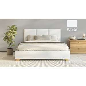 🛏️ מיטה וחצי 120x190 דגם 6034 עץ מרופדת דמוי עור + מזרן Olympia לבן