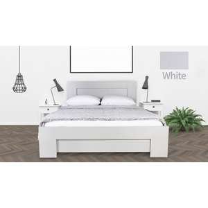 🛏️ מיטה זוגית 160x190 דגם 7019 עץ דחוס + מזרן מתנה Olympia לבן