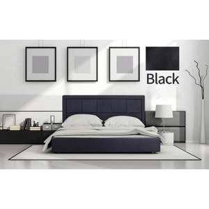 🛏️ מיטה זוגית 160x200 דגם 6019 עץ מרופדת דמוי עור + ארגז מצעים + מזרן קפיצים Olympia שחור