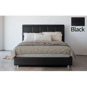🛏️ מיטה וחצי 120x190 דגם 6012 מרופדת דמוי עור + ארגז מצעים + מזרן קפיצים Olympia שחור