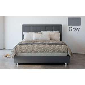 🛏️ מיטה זוגית 140x190 דגם 6012 עץ מרופדת דמוי עור + ארגז מצעים + מזרן קפיצים Olympia שחור