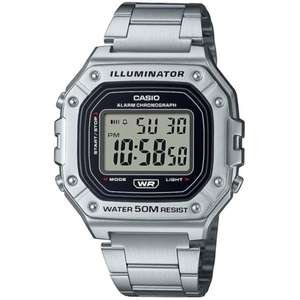 שעון יד דיגיטלי עם רצועת Stainless Steel כסופה Casio W-218HD-1AVDF - צבע שחור / כסוף