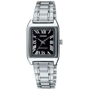 שעון יד אנלוגי לנשים עם רצועת Stainless Steel כסופה Casio LTP-V007D-1BUDF - צבע שחור
