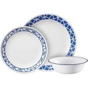 סט צלחות 12 חלקים ל-4 סועדים Corelle Cobalt Circles