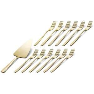 מארז הגשה לעוגה - מרדה ו-12 מזלגות עוגה דגם Topaz מבית Food Appeal - שמפנייה מט