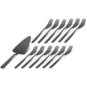 מארז הגשה לעוגה - מרדה ו-12 מזלגות עוגה דגם Topaz מבית Food Appeal - שחור מט