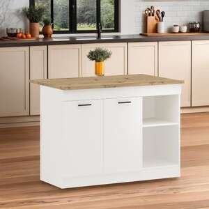 אי למטבח עם אחסון ופינת אוכל Rotem Tudo Design לבן אלון