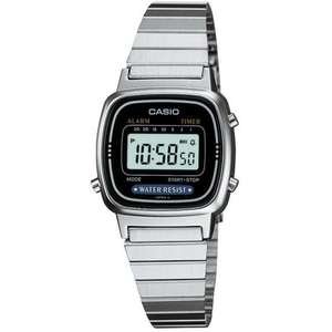 שעון יד דיגיטלי וינטג' עם רצועת Stainless Steel כסופה Casio LA670WA-1DF - צבע שחור