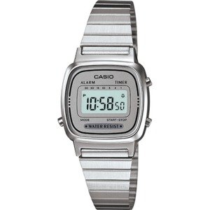 שעון יד דיגיטלי וינטג' עם רצועת Stainless Steel כסופה Casio LA670WA-7DF - צבע אפור