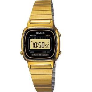 שעון יד דיגיטלי וינטג' עם רצועת Stainless Steel מוזהבת Casio LA670WGA-1DF - צבע שחור