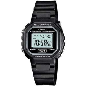 שעון יד דיגיטלי עם רצועת שרף Casio LA-20WH-1ADF - צבע שחור / כסוף